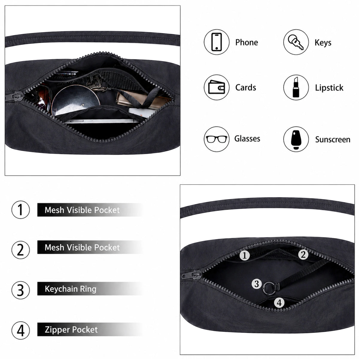 Nylon Mini Loaf Bag Fashion Large Capacity Women Nylon Bowler Bag  Trendy Commuting Shoulder Bags Shopping Crossbody Pack