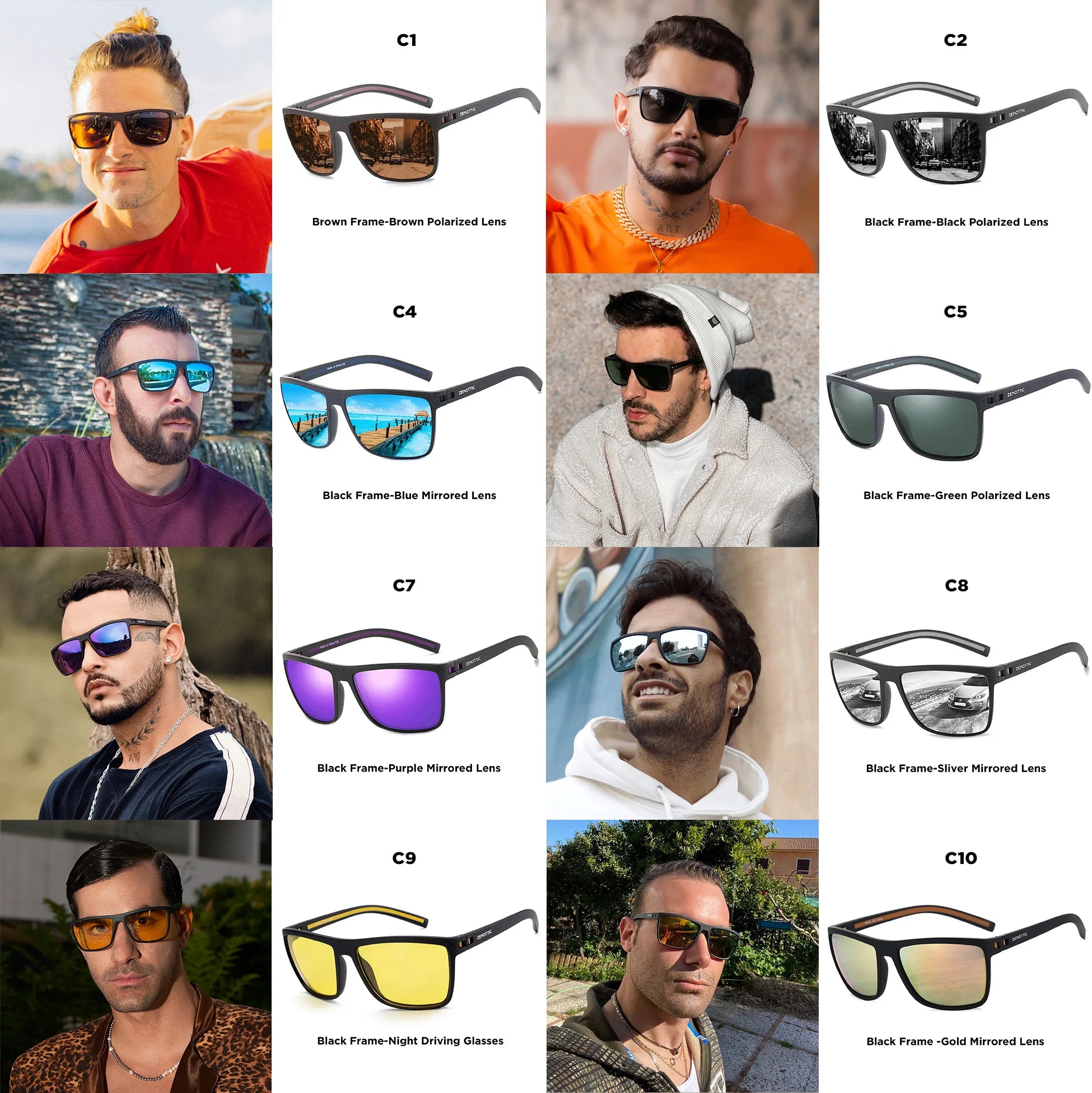 ZENOTTIC Polarized Square Sunglasses for Women & Men