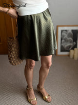 Women's Satin A-Line Mini Skirt | High Waist Office Style