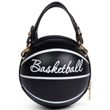 Basketball Shaped Crossbody Bag, Trendy Chain Shoulder Bag, PU Leather Top Handle Circle Purse handbags  women bag