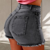 Women's High Waist Distressed Denim Shorts | Retro Slim Fit