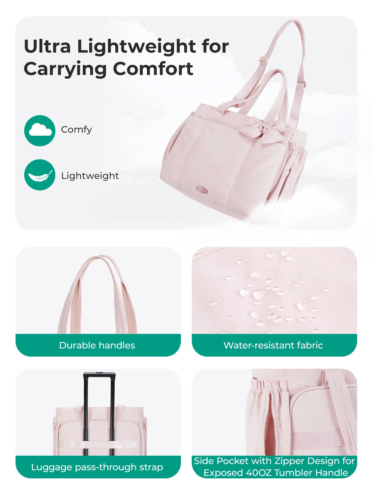 Women's Large Capacity Multi-Pocket Tote Shoulder Bag