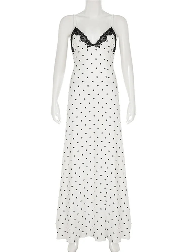 V-Neck Lace Patchwork Maxi Gown