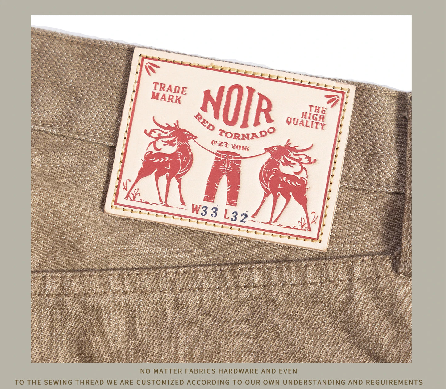 Red Tornado American Jeans Men's Retro 18oz Loose Straight Brown Selvedge Denim Jeans 634 Version
