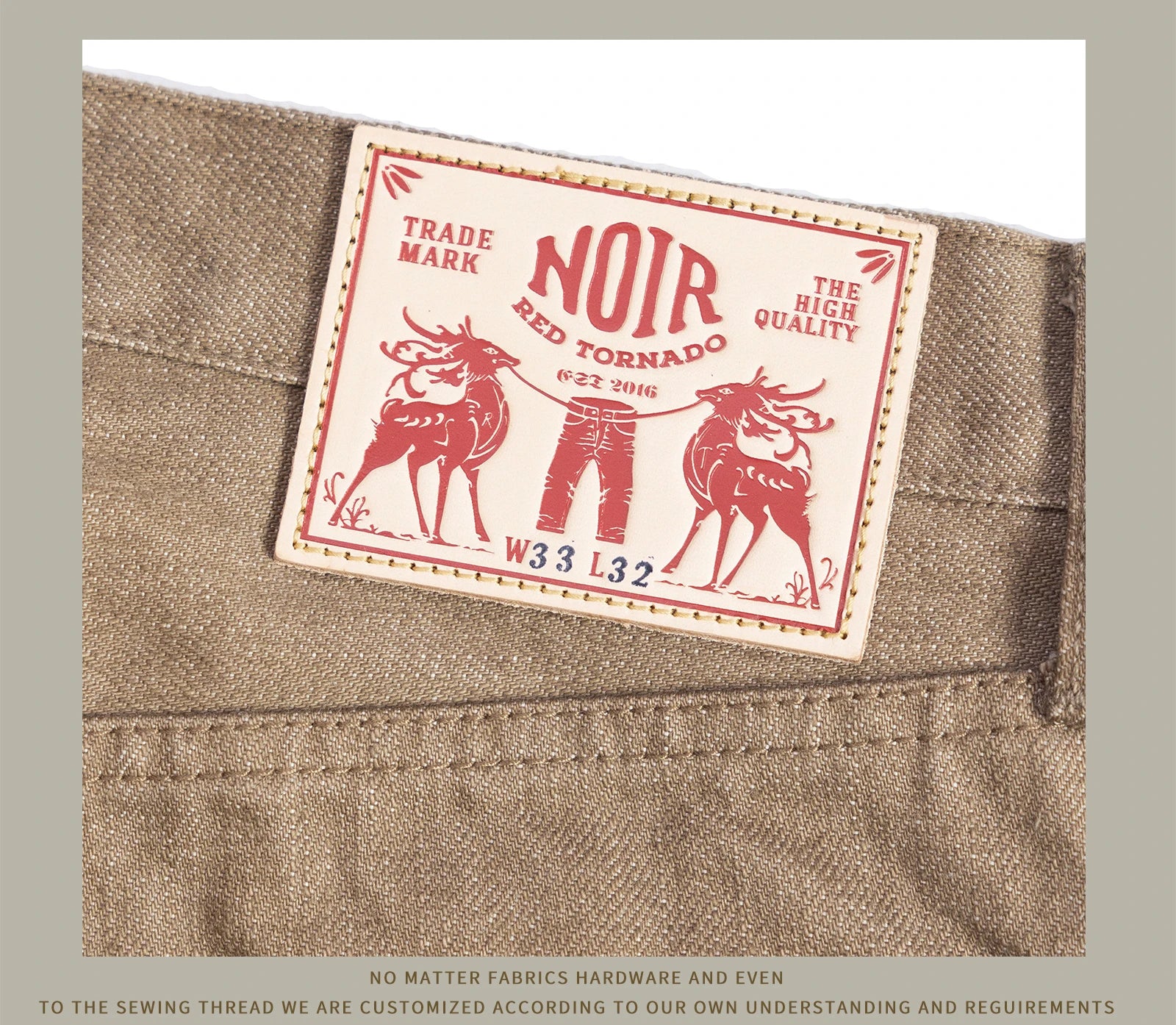 Red Tornado American Jeans Men's Retro 18oz Loose Straight Brown Selvedge Denim Jeans 634 Version