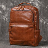 Men's Backpack Natural Head Layer Cowhide Vintage Crossbody Women's Outdoor Travel Backpack 15 inch Laptop Bag Leathfocus