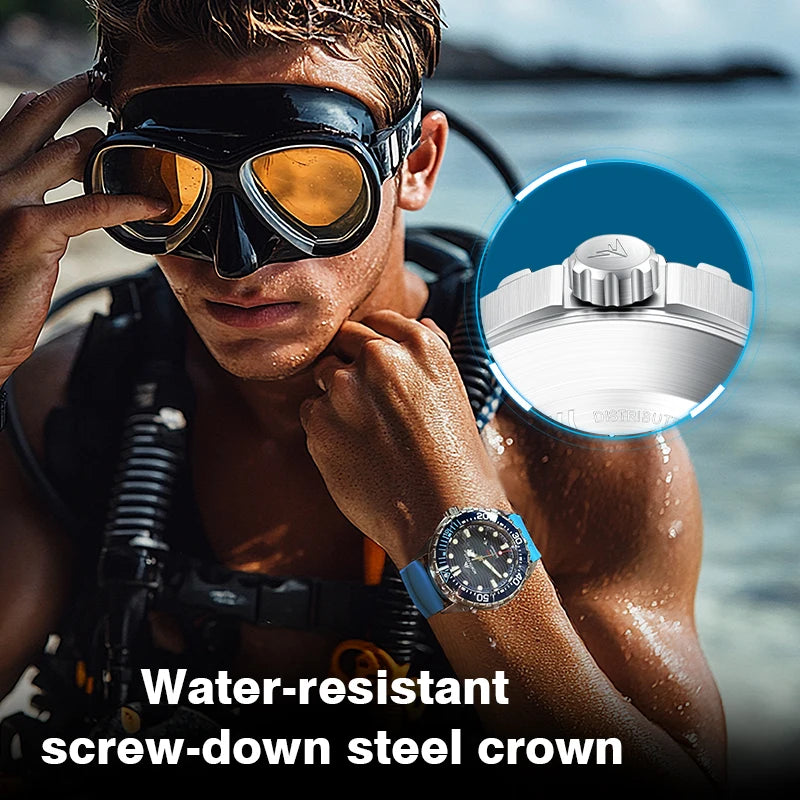 TRITON Men's Solar Dive Watch with Ceramic Bezel