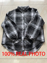 Vintage Plaid Long-Sleeve Blouse