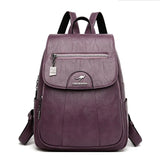 Women's Leather Backpack with Organizer Pockets