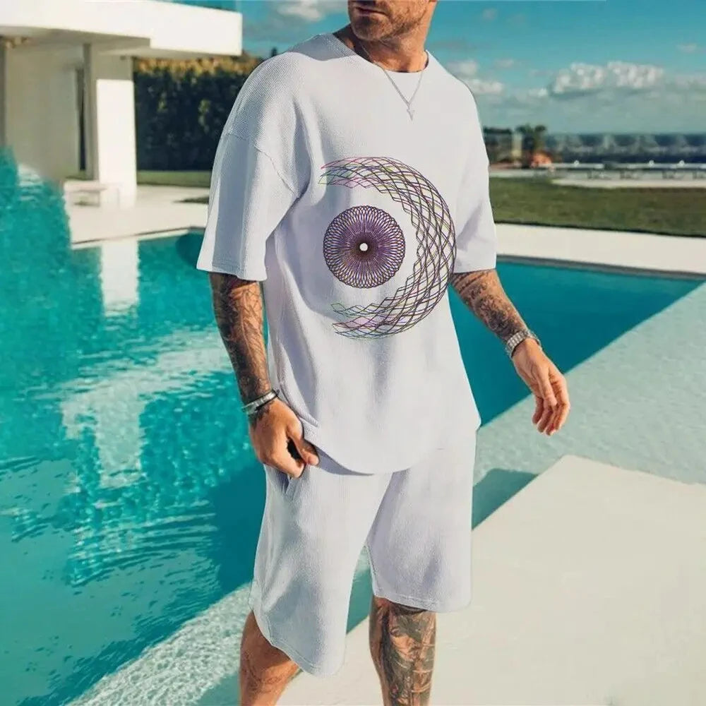 USA-Made Men’s Summer Demon OX Smiling Face 2-Piece Short Set