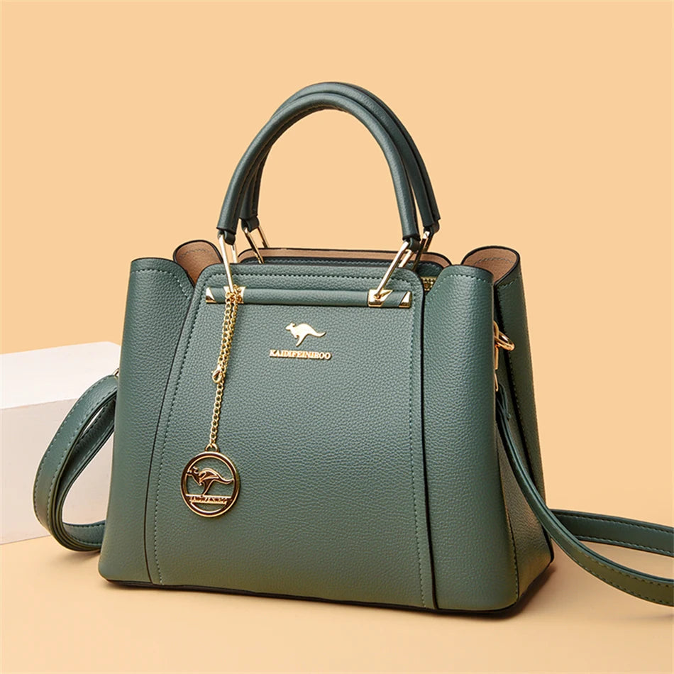 Luxury Triple-Layer Leather Tote & Crossbody