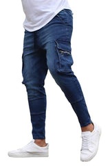 Men's Slim Fit Elastic Denim Cargo Joggers