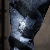 Men's Slim-Fit Ripped Jeans | Blue Black Denim