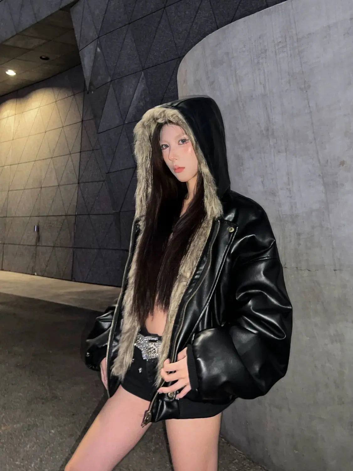 Men's Hooded Faux Fur Winter Jacket