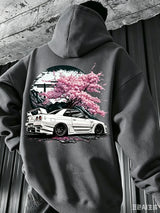 Men's JDM Car & Cherry Blossom Fleece Hoodie