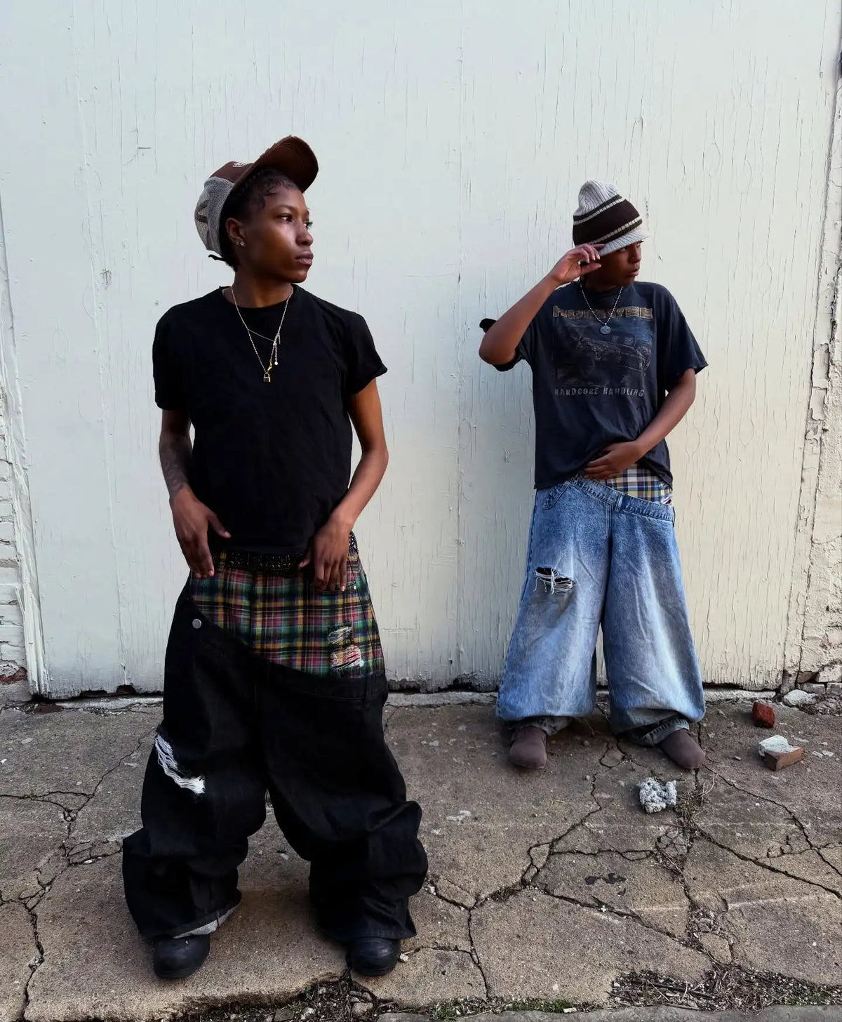 Unisex Y2K Plaid Baggy Jeans