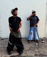 Unisex Y2K Plaid Baggy Jeans