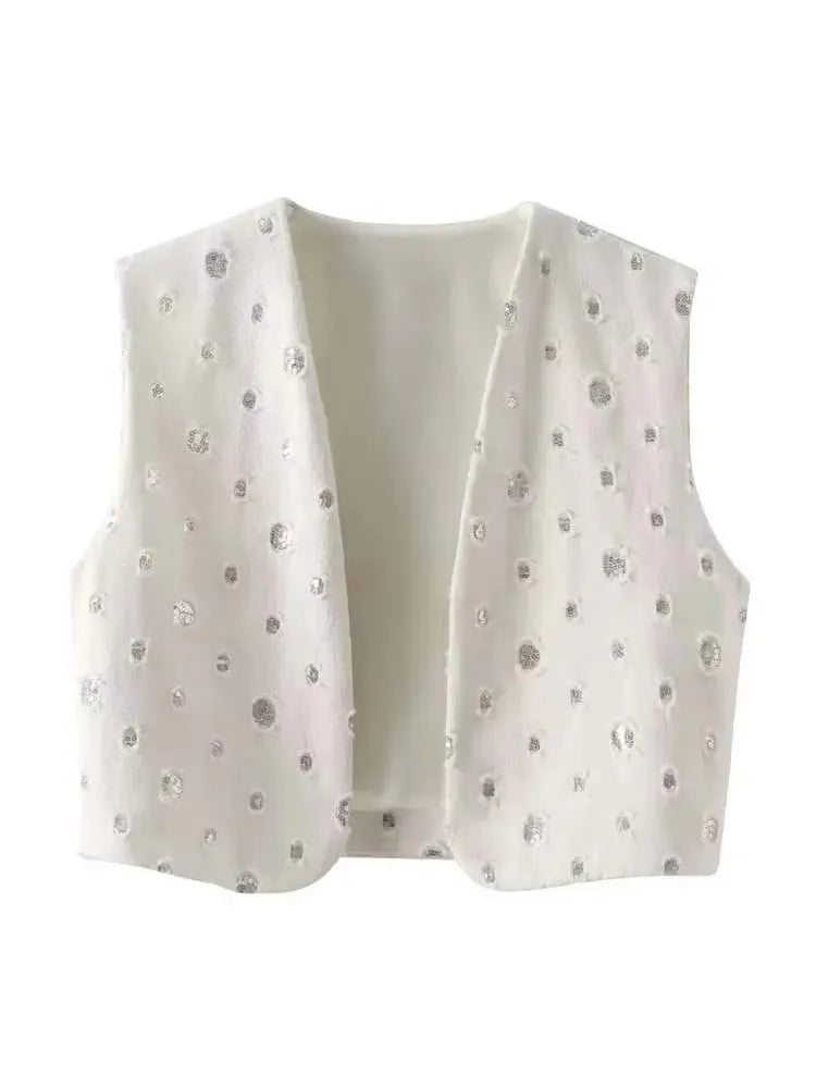 Elegant Sequin Skirt Sets For Women 2 Pieces Shinny Sleeveless Vest Women Suits 2024 Summer Fashion Zipped Skirts Set