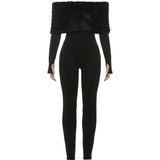 Winter Furry Patchwork Jumpsuit – Slash Neck Long Sleeve Slim Fit Streetwear