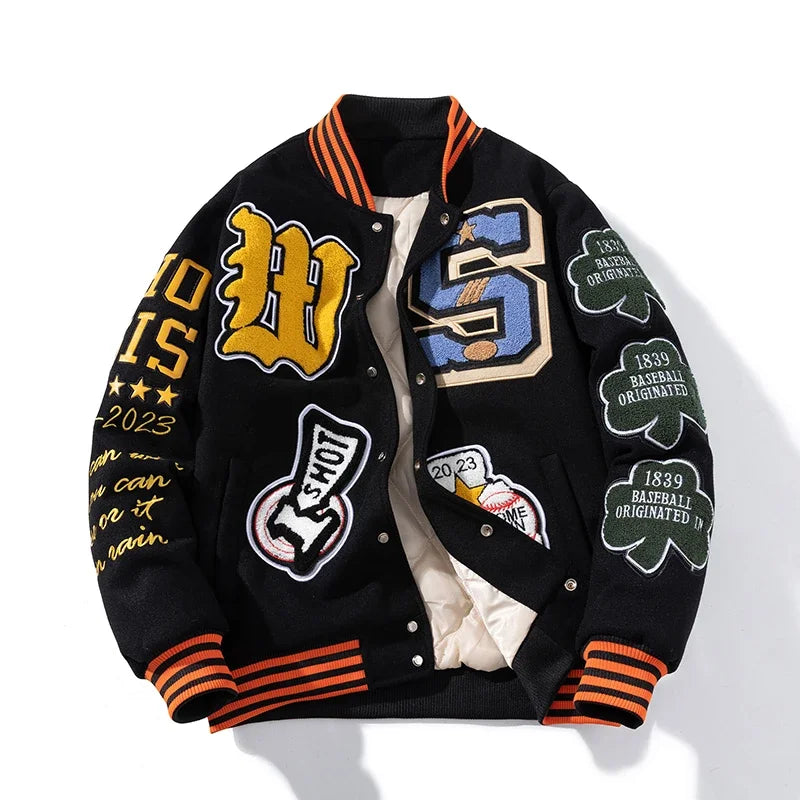 Retro Embroidery Varsity Jacket