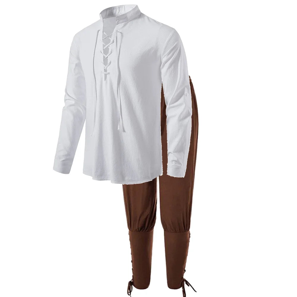 Men's Medieval Costume Set in Cotton Linen