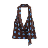 Polka Dot Printed Midi Skirts Two Piece Sets for Women 2026 Summer Chic Scarf Halter Top Suits Beach Woman 2 Piece Outfits