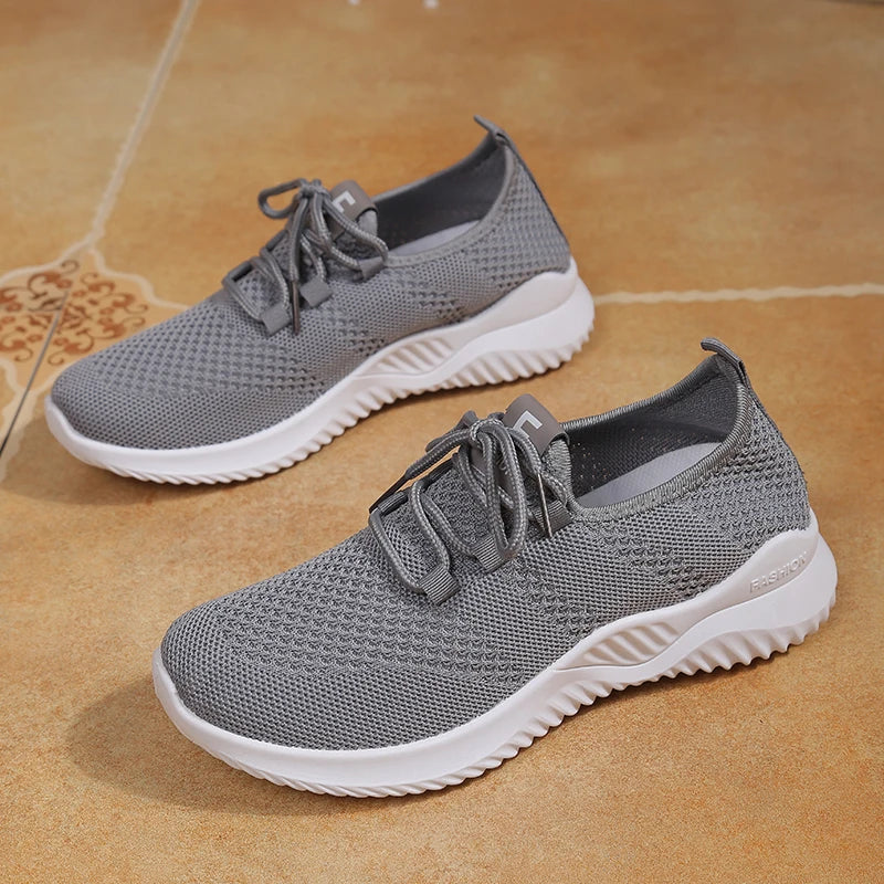 Women's Flying Woven Breathable Mesh Sneakers Soft Sole Lightweight Casual Sports Running Shoes for Daily Wear