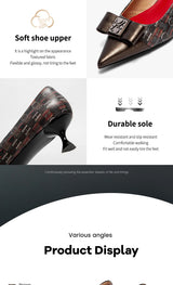 CHCH Women's Velvet Block Heel Pumps | Office & Evening