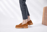 AIYUQI Women's Suede Square-Heel Loafers | British Style