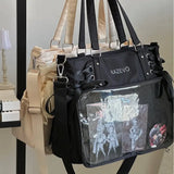 Italife Luxury Large Ita Bag with Ribbon ACG Display Women Blue Big Clear Shoulder Bag with Pin Insert Girl Pink Itabag Bow H201