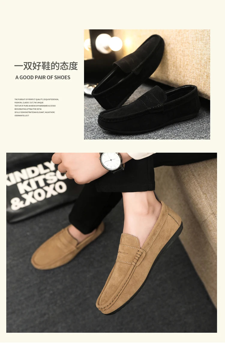 2026 Casual Men's Shoes Versatile Comfortable Work Shoes Driving Loafers Black, Grey, Khaki Three-Colour
