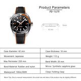 PAGANI DESIGN New PD-1679 Men's Watch Japan 8215 Movement Mechanical Watches Sapphire Glass 100M Waterproof Automatic Wristwatch