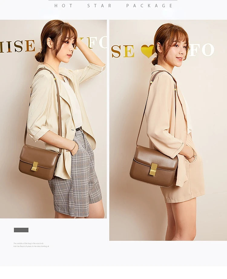 Women’s Genuine Leather Shoulder Bag 2025 Trend Brand Small Square Bags Luxury Designer Handbag Fashion Messenger BagsTofu Bags