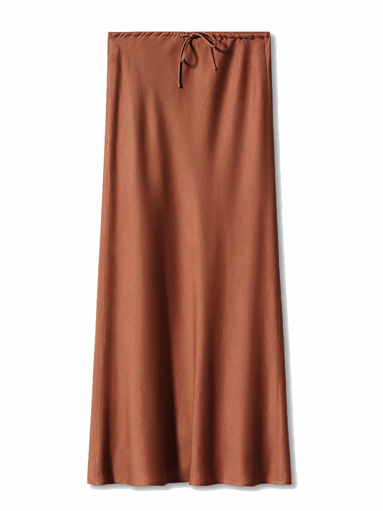Women's Satin Maxi Skirt – Elegant Ankle-Length