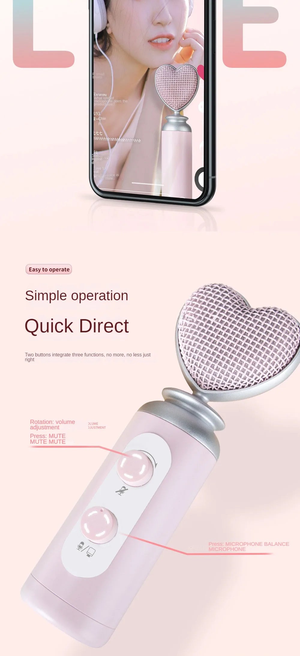 USB Condenser Microphone Pink Noise Reduction Professional for Mobile Phone