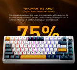 Machenike K600-B82W Mechanical Keyboard Tri-Modes Gasket Mounted 75% ANSI Layout  RGB Backlit Wireless Gaming Keyboard