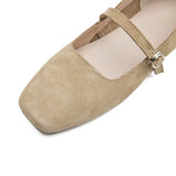 AIYUQI Women's Genuine Leather Square-Toe Ballet Flats