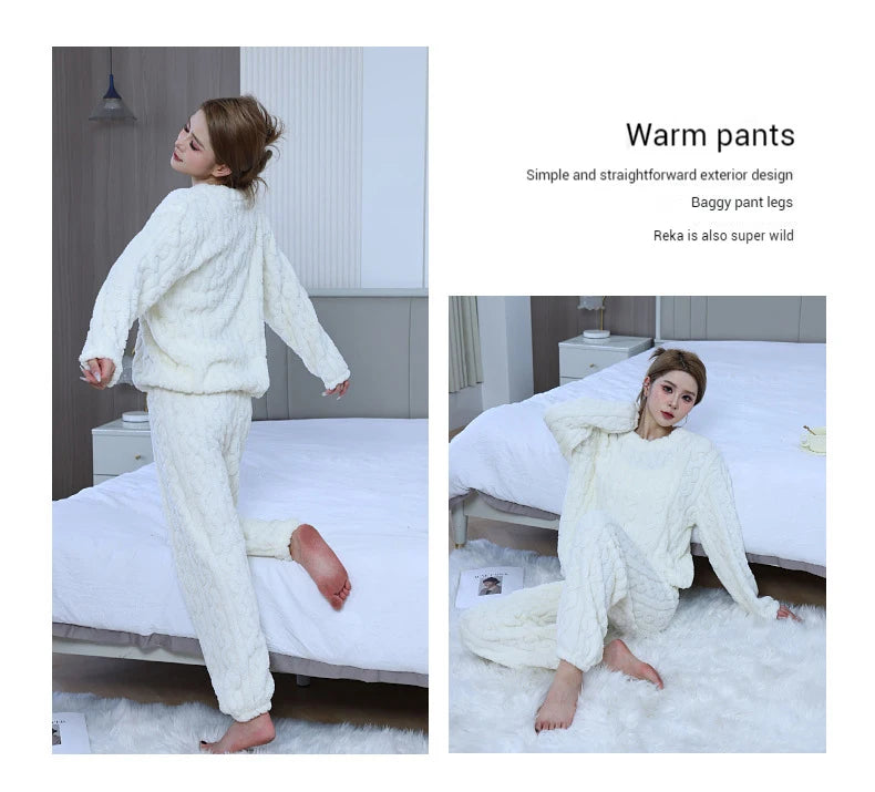 Women's Coral Velvet Winter Pajama Set