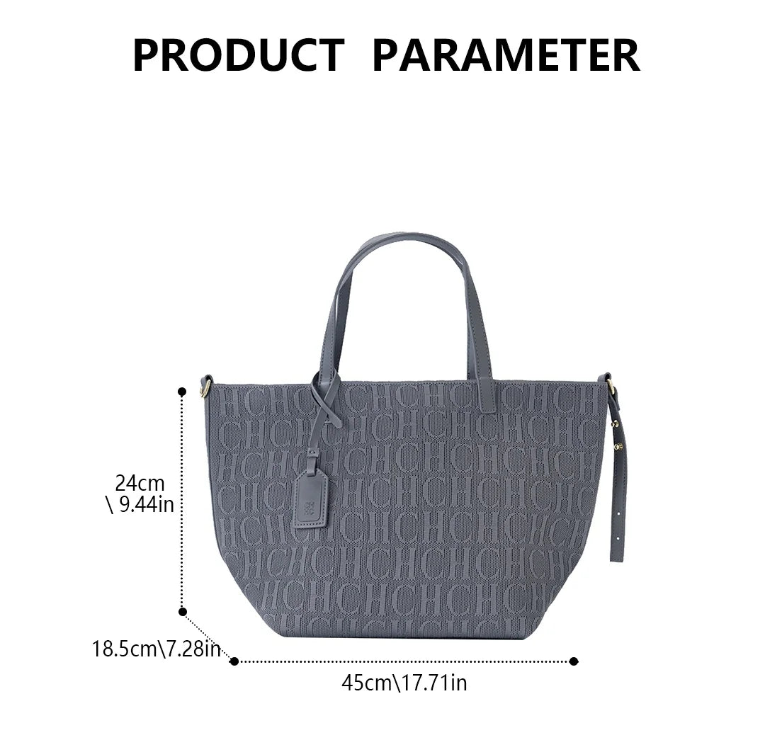 CH Woven Tote Bag – Vintage Style, Large Capacity