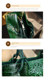 Luxury Genuine Leather Women's Bag Red Crocodile Pattern Ladies Handbags Tote Bag Fashion Travel Portable Shoulder Underarm Bags