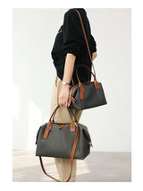 Women's Nylon With Genuine Leather Zipper Tote Lightweight Soft Travling Bags Versatile Style Handbag Different Colors And Size