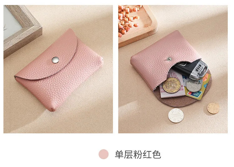 Custom Letters Fashion Women Short Wallet Genuine Leather Double Wallet Small Coin Purse Mini Credit Card Holder Key Storage Bag