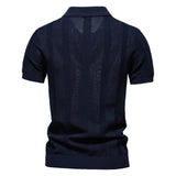 AIOPESON Men's Striped Mesh Polo Shirt | Breathable & Elegant
