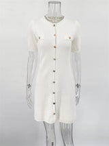 Elegant Ribbed Knit Mini Dress