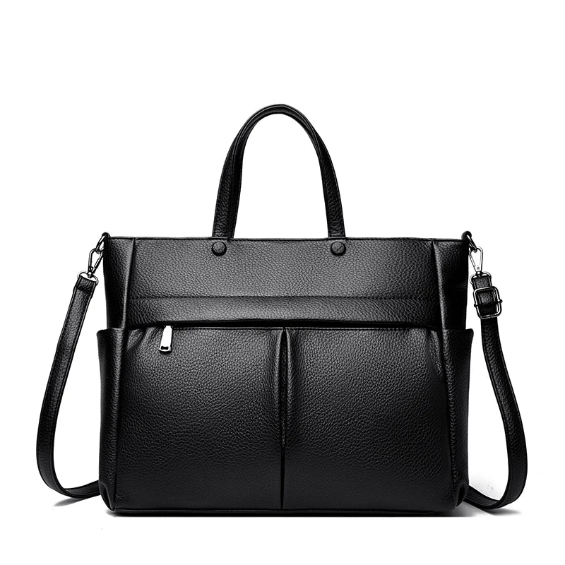 14'' Laptop Business Commuting Handbag Top Quality Materials Ladies Handbag Female Shoulder Bag Put in A4 Magazine and Notebook