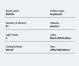 MUCAI MK61 USB Gaming Esports Mechanical Keyboard 61 Key Red Axis Wired Detachable Cable RGB Backlight Hot Swap