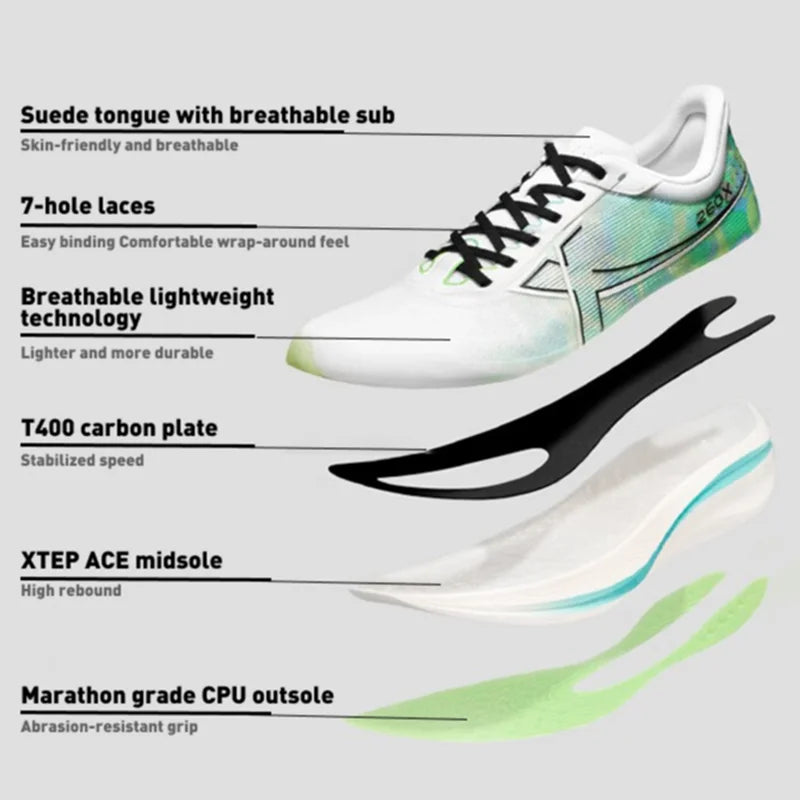 Xtep 260X Running Shoes For Men  Spring Lightweight Men's Sports Shoes Sweat-Absorbing Outdoor Cushion Sneakers 976119110053