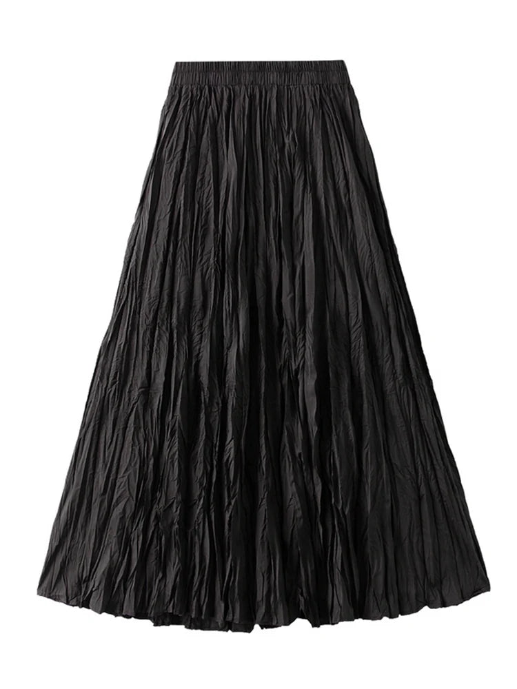 Women's Pleated Maxi Skirt – Elegant A-Line Beach Style