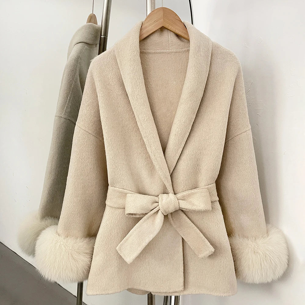 Double-Sided Wool & Fox Fur Jacket