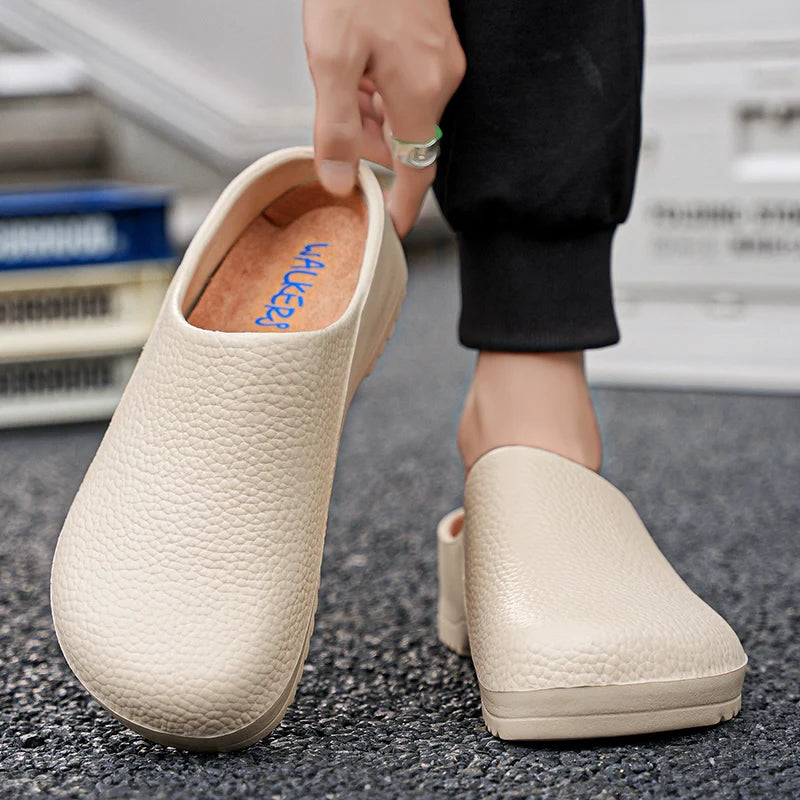 Men's and Women's Summer Breathable, Waterproof, Non-Slip Kitchen Shoes, Slip-On Beach Shoes, Toe-Toe Sandals and Slippers